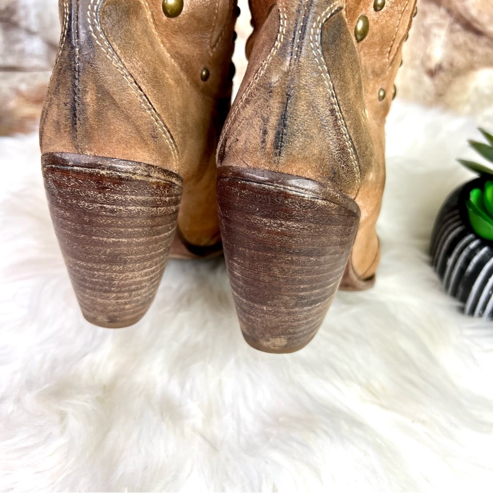 MADE IN ITALY Distressed Western Suede Embellished Boots, 37 - Picture 13 of 15